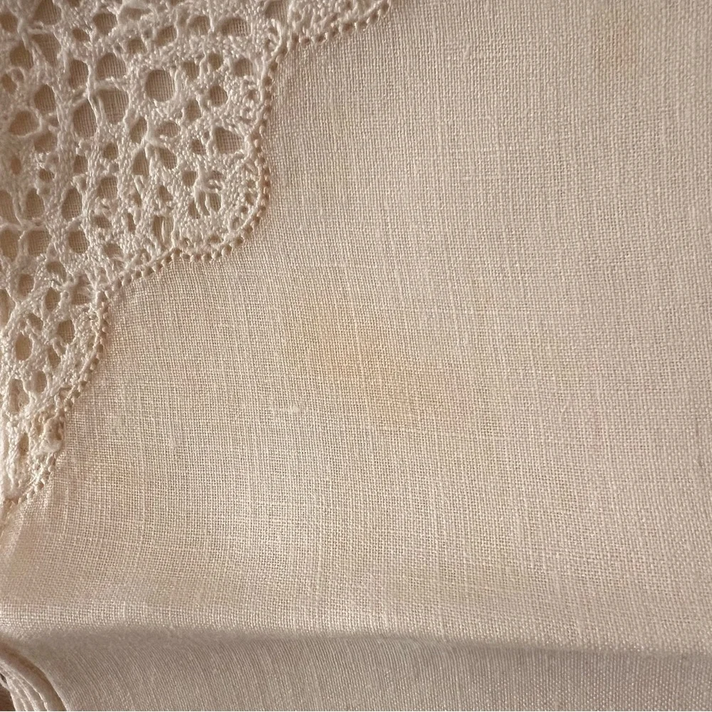 Vtg Luxury Gump’s Since 1861 Ivory Lace Linen‎ Placemats & Napkins 16 PC, 3 Used